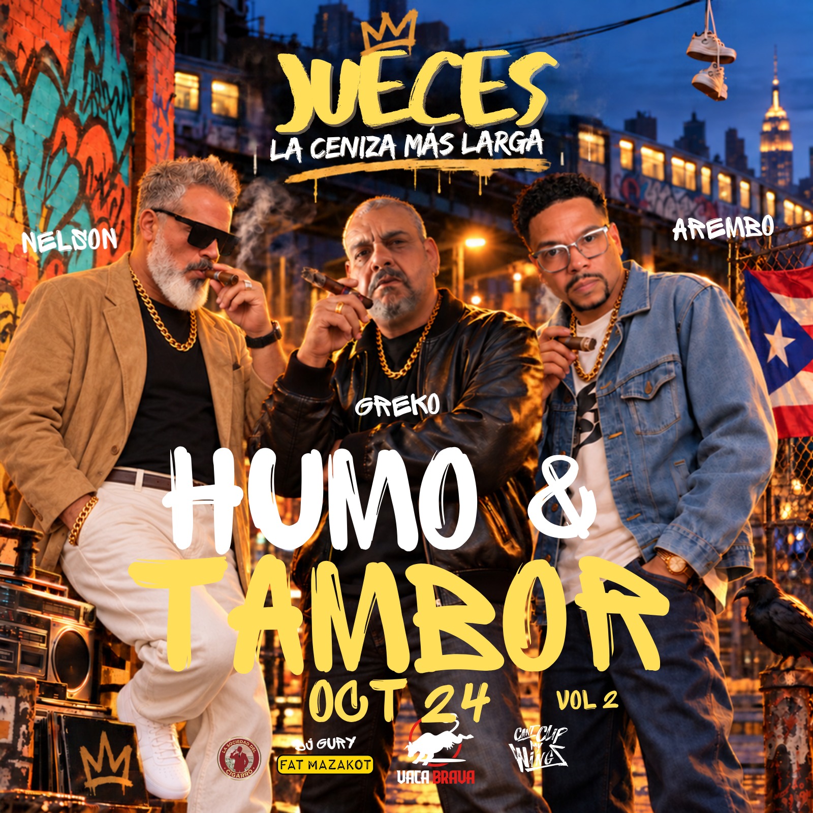 Jueces de la ceniza más larga: Nelson, Greko y Arembo